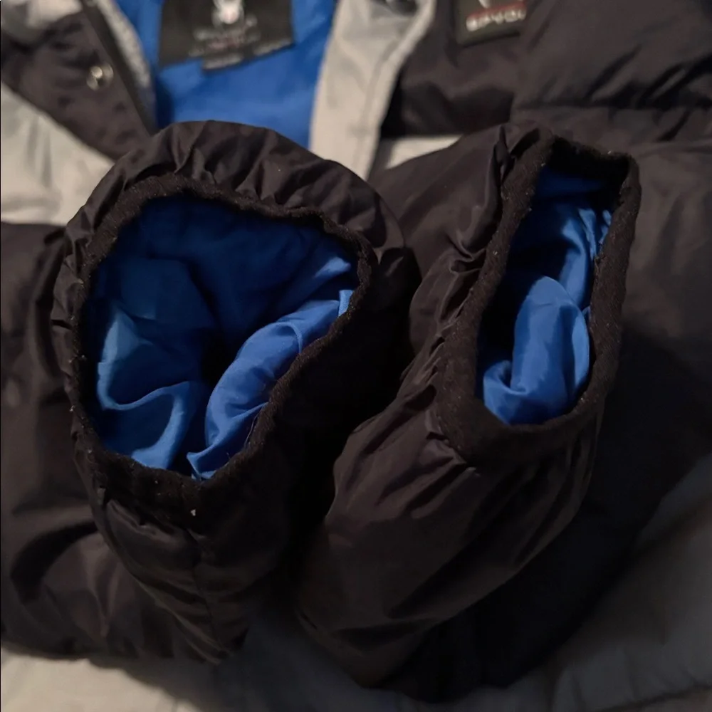Spyder Silver and Black Hooded Puffer Jacket Size 16